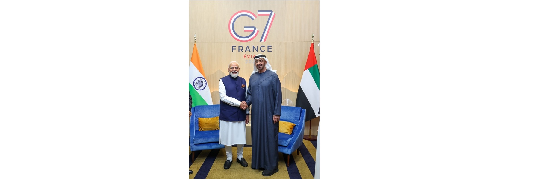 PM held a bilateral meeting with the President of the United Arab Emirates, Sheikh Mohamed bin Zayed Al Nahyan on the sidelines of the G7 Summit, in Evian, France. 