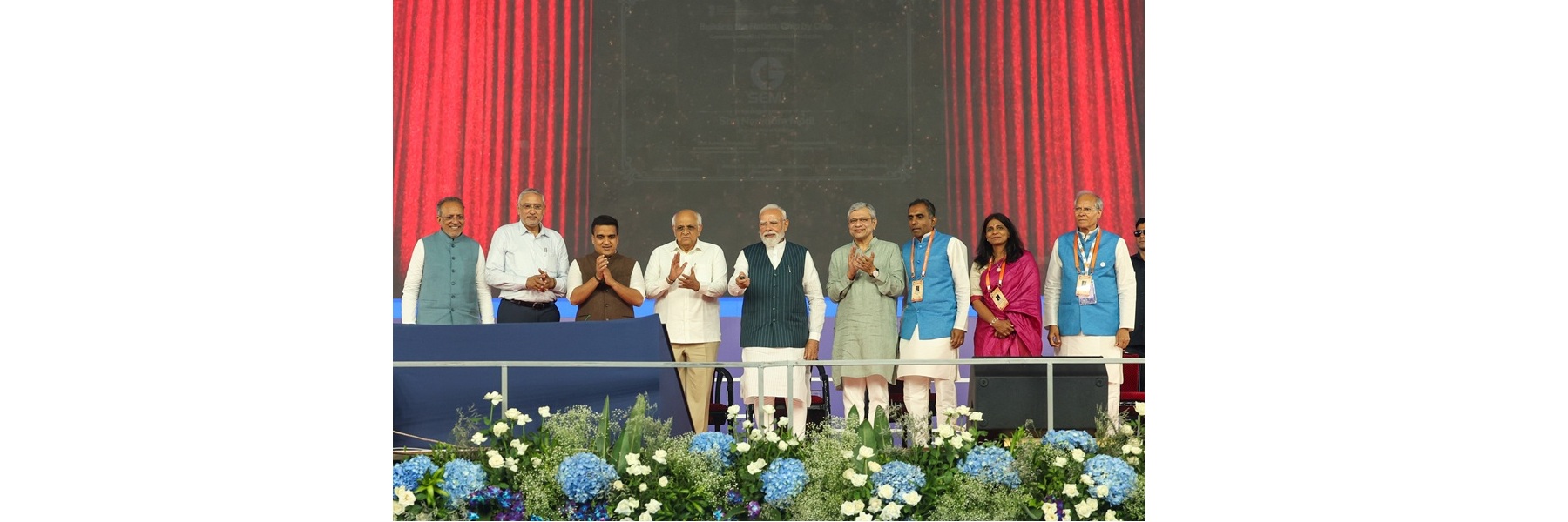 PM addressing at the inauguration of the CG Semi Outsourced Semiconductor Assembly and Test (OSAT) facility at Sanand, in Gujarat