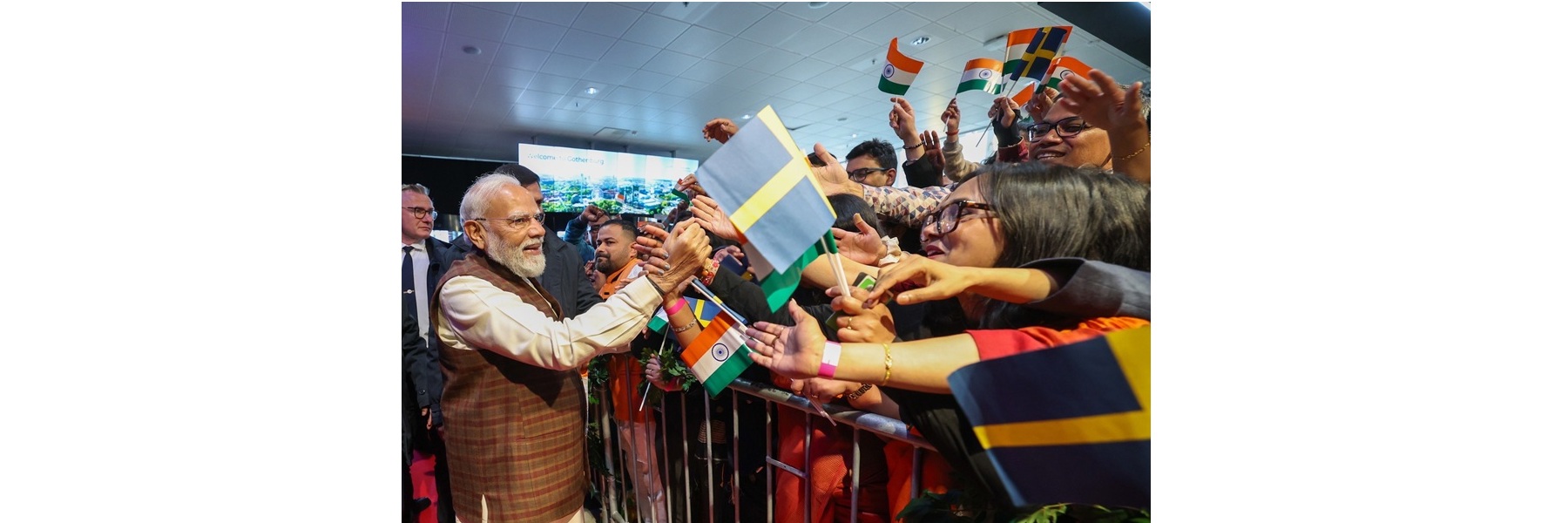 PM receives warm welcome by Indian Community, in Sweden