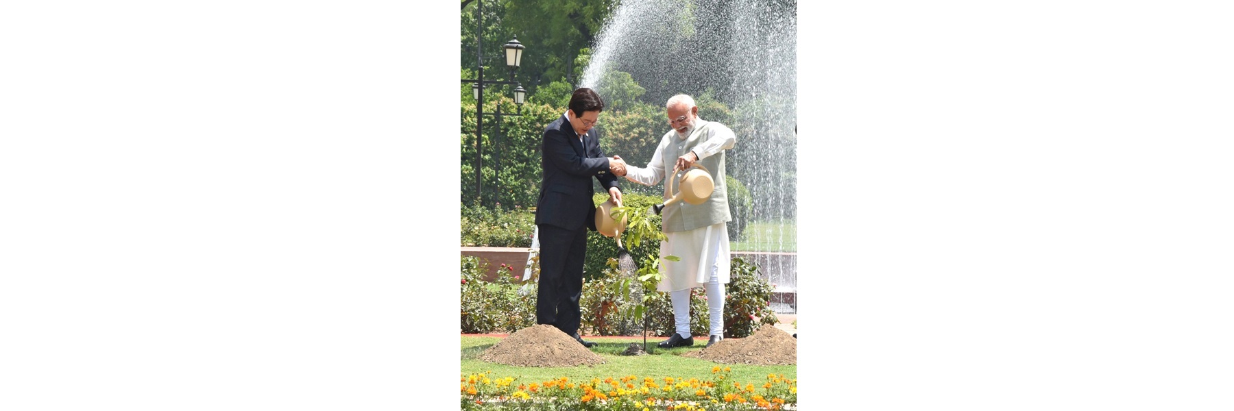 PM meeting with the President of South Korea, Mr. Lee Jae Myung at Hyderabad House, in New Delhi.