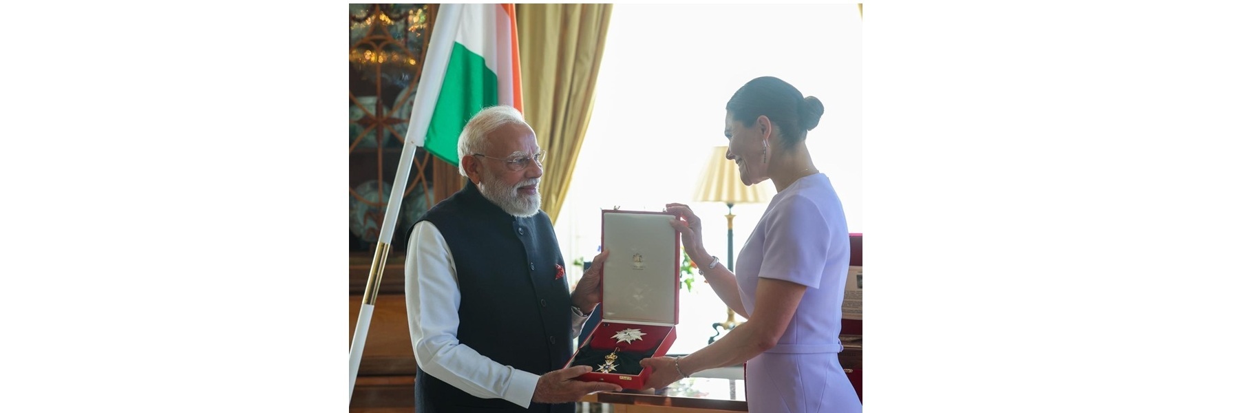 PM being conferred with the highest civilian honour the “Royal Order of Polar Star, Commander Grand Cross” in Sweden