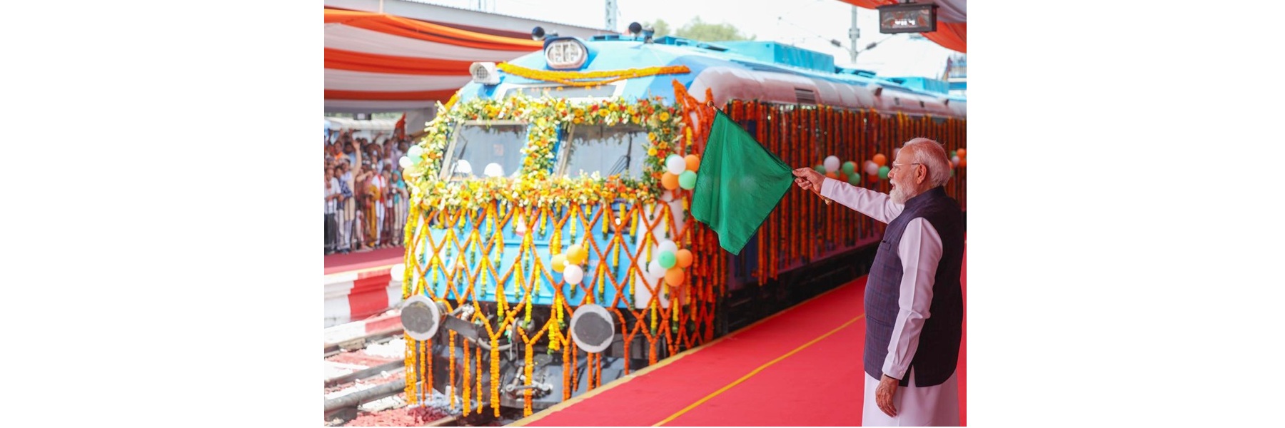 PM flags off India’s first Hydrogen train between Jind and Sonipat at Jind railway station, in Haryana