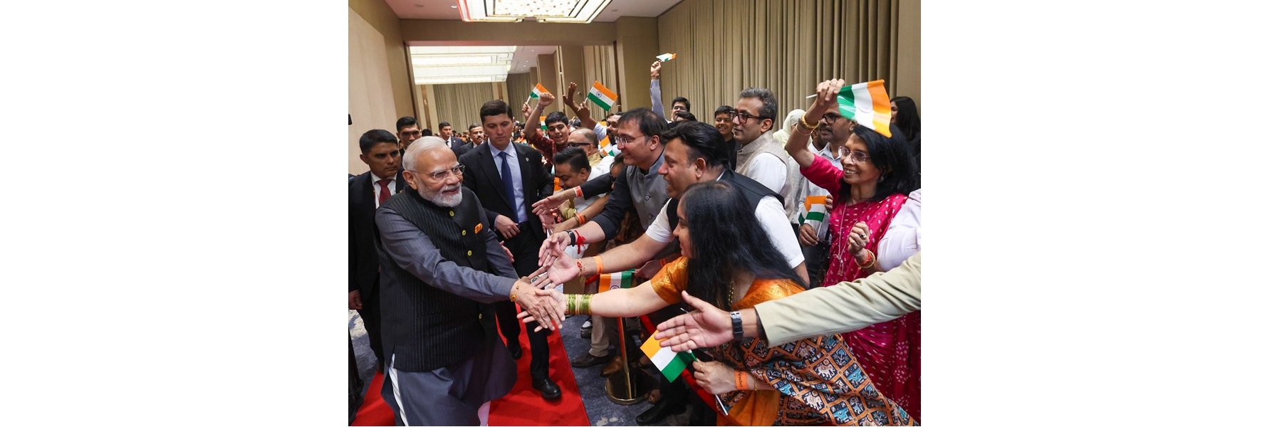  PM receives warm welcome by Indian Community at Tashkent, in Uzbekistan.
