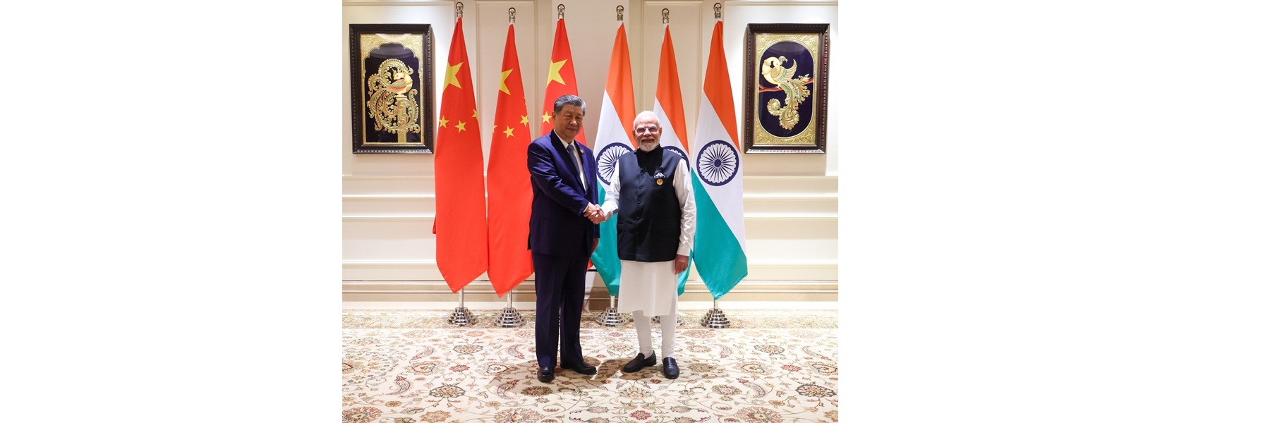 PM meeting with the President of the People's Republic of China, Mr. Xi Jinping on the sidelines of the 18th BRICS Summit at Bharat Mandapam, in New Delhi.