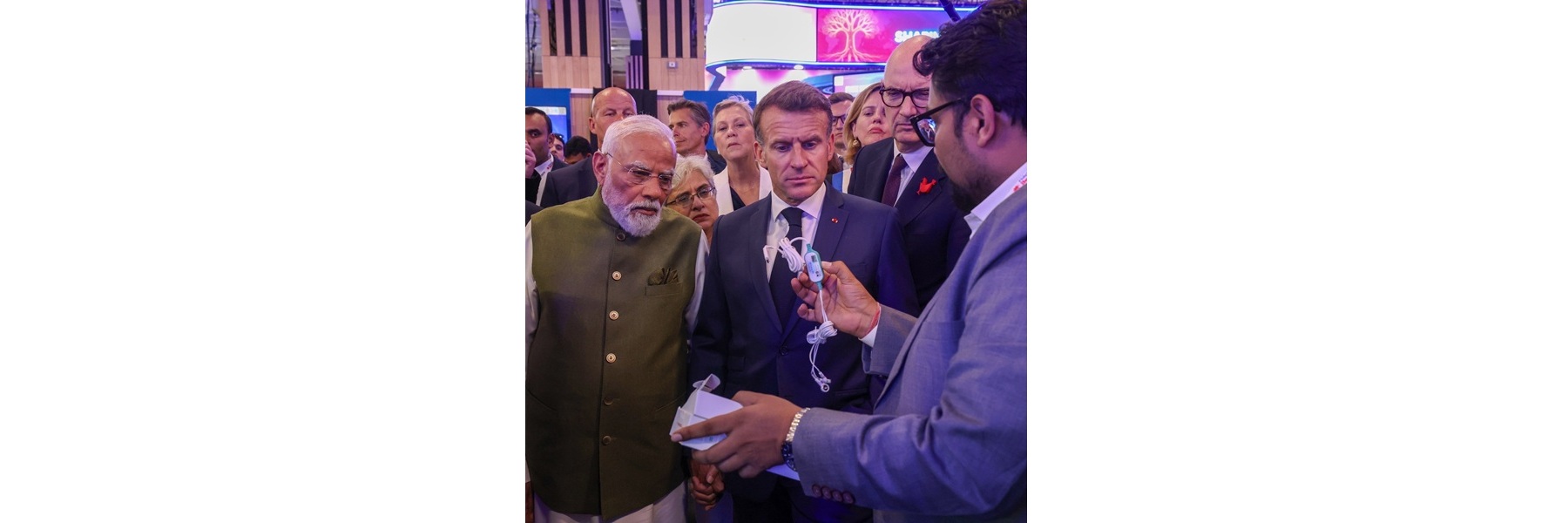 PM and the President of France, Mr. Emmanuel Macron jointly visited the exhibition at VivaTech 2026 in Paris, France.
