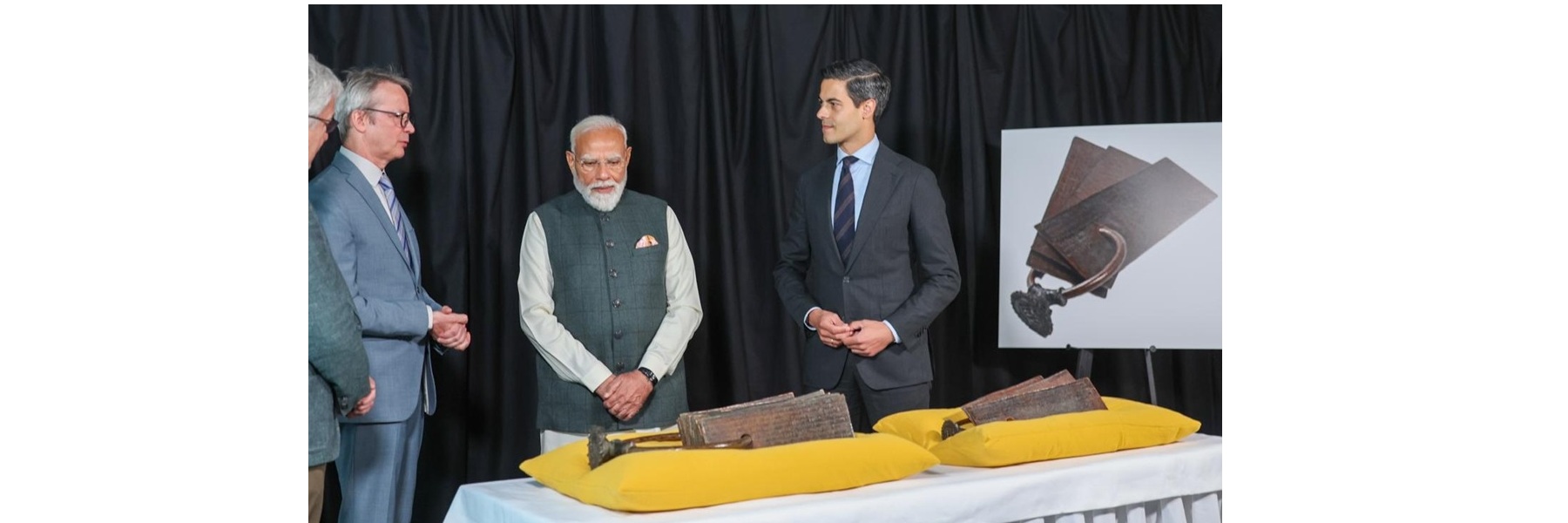 PM attends the ceremony for the Restitution of Chola Copper Plate in the presence of the Prime Minister of Netherlands Mr. Rob Jetten, in Netherlands