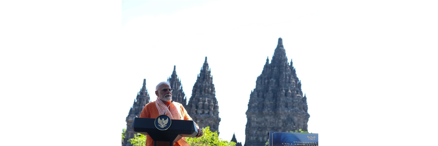 PM addressing at the launch of the conservation project of Prambanan Temple, in Indonesia