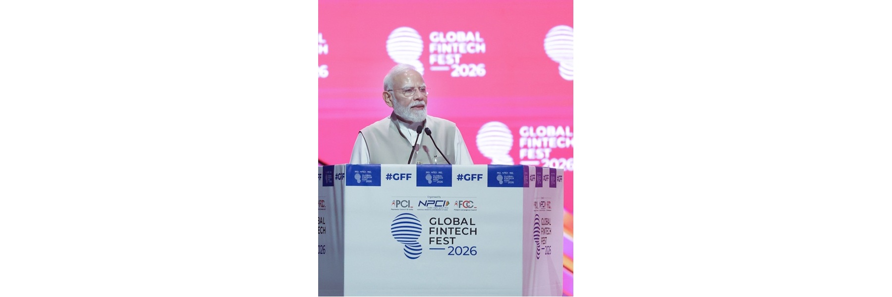 PM addressing at the Global Fintech Fest (GFF) 2026 at Mumbai, in Maharashtra