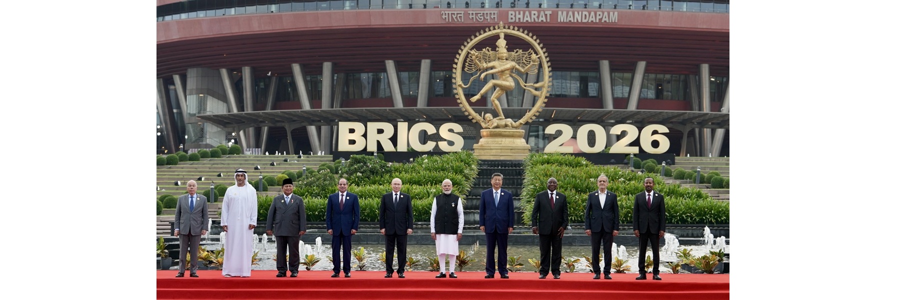 PM in a group photograph with BRICS leaders on the sidelines of the 18th BRICS Summit at Bharat Mandapam, in New Delhi.