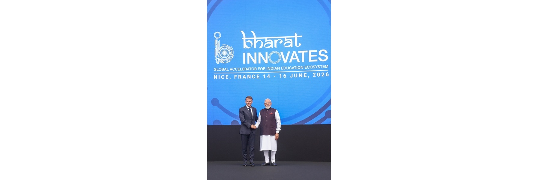 PM and the President of France, Mr. Emmanuel Macron at the inauguration of the ‘Bharat Innovates’ event, in Nice, France.