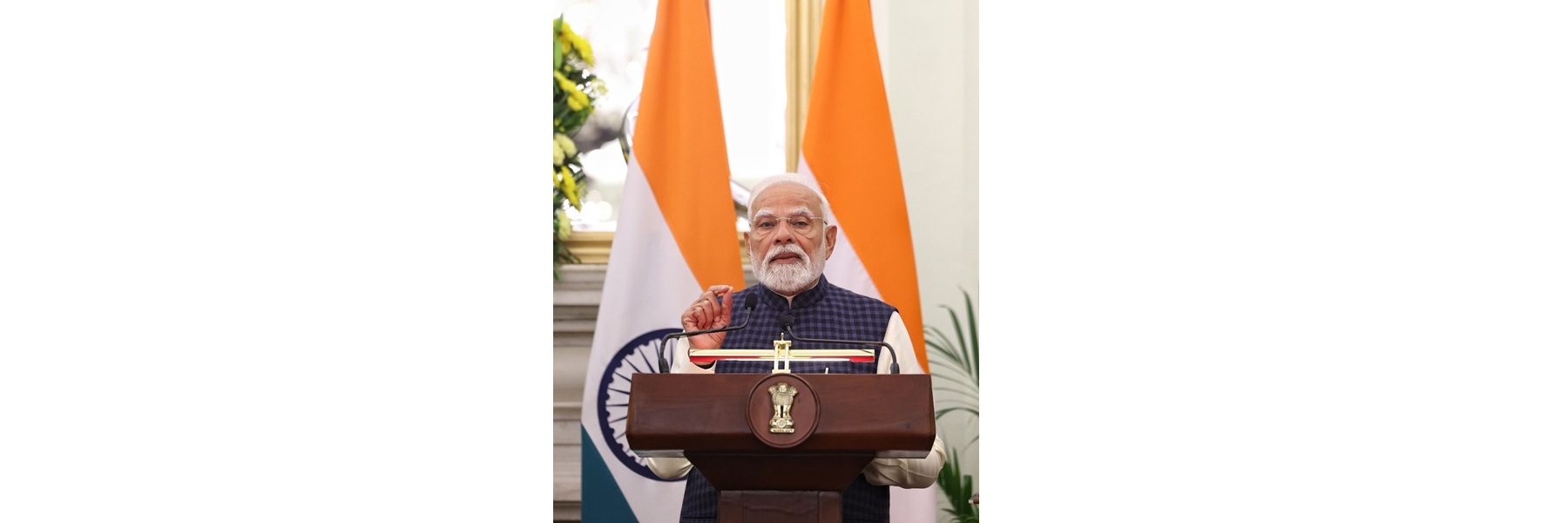 PM addressing at Press Statements in Hyderabad House, New Delhi