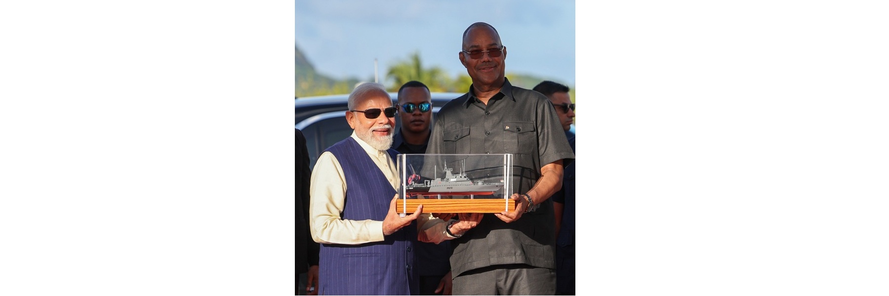 PM and President of the Republic of Seychelles, Dr. Patrick Herminie participated in the handing-over ceremony of the Fast Patrol Vessel with Cars and Ambulances at Seychelles Coast Guard Base, in Seychelles