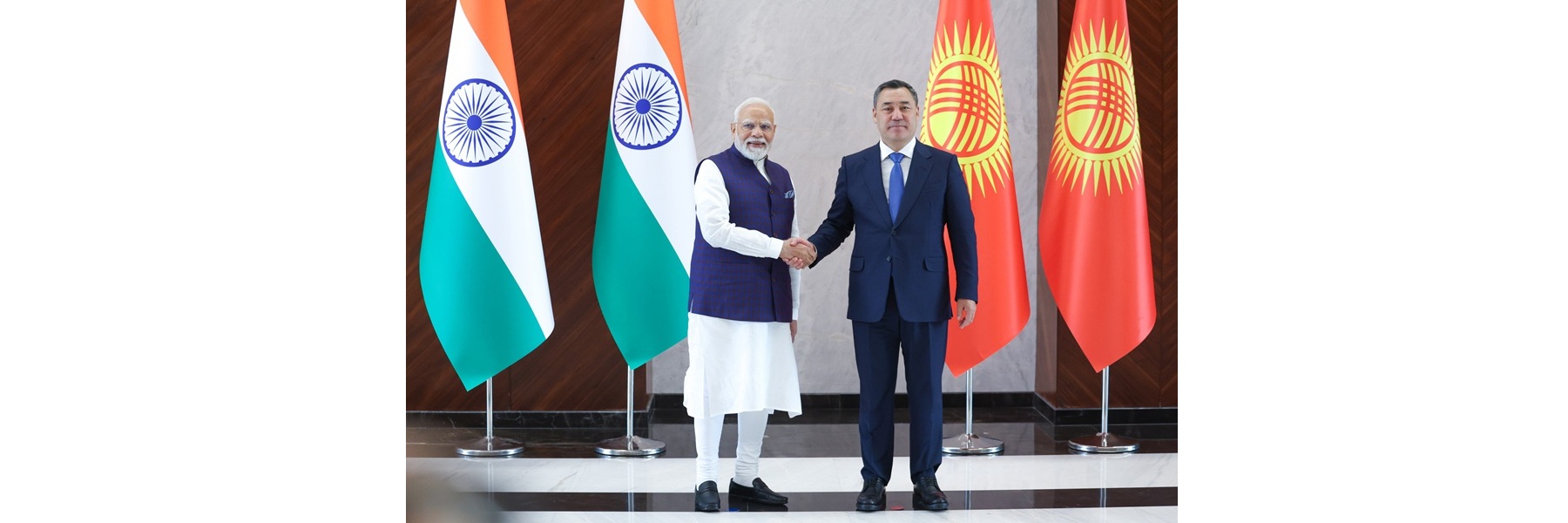 PM holds a bilateral meeting with the President of Kyrgyzstan, Mr. Sadyr Japarov on the sidelines of the SCO Summit in Bishkek, Kyrgyzstan 