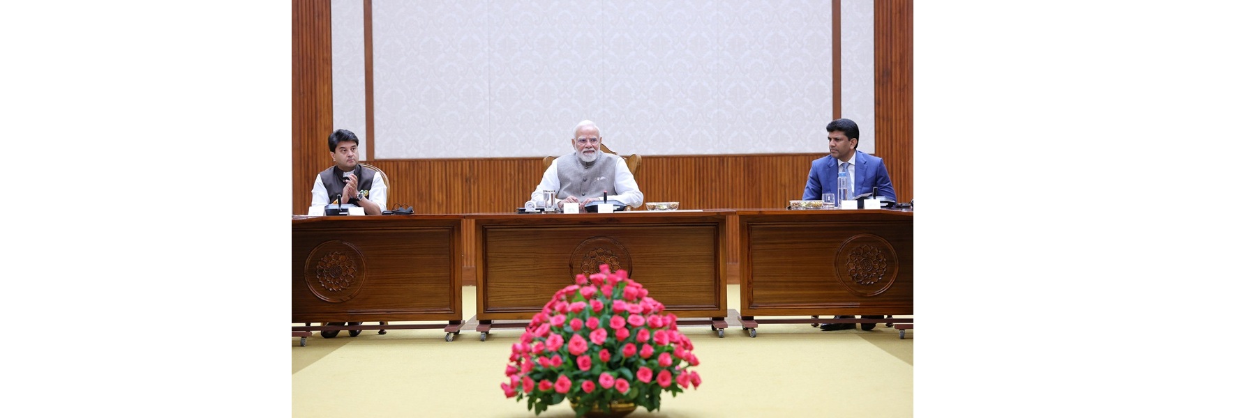 PM interaction with Global System for Mobile Communications Association (GSMA) Board members at Seva Teerth, in New Delhi. 