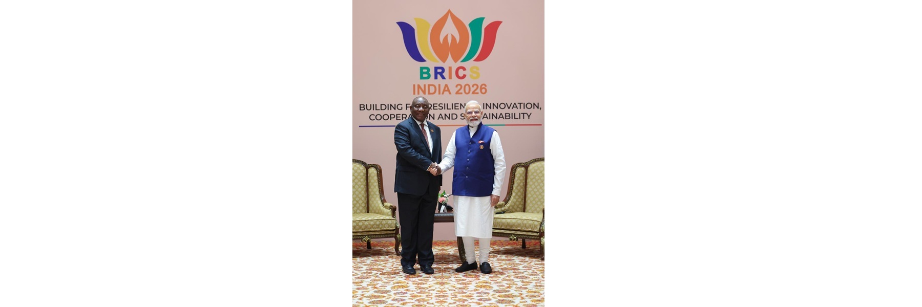 PM holds a bilateral meeting with the President of South Africa, Mr. Cyril Ramaphosa on the sidelines of 18th BRICS Summit at Bharat Mandapam, in New Delhi
