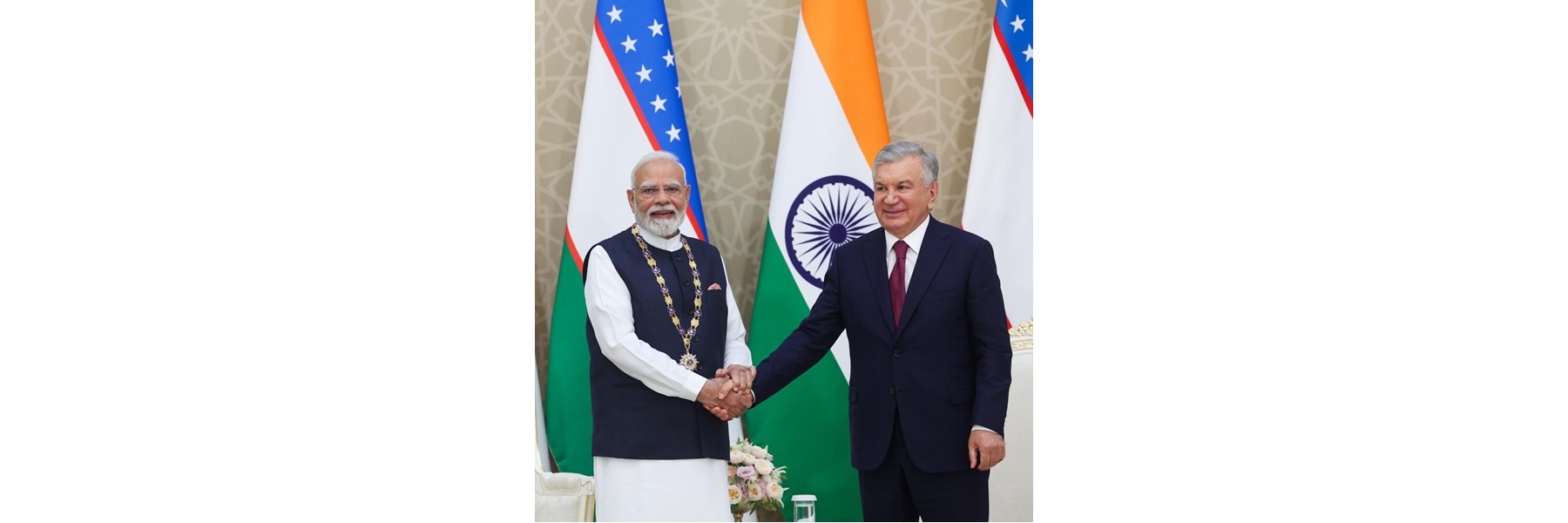 PM receives Uzbekistan’s highest state honour, ‘Oliy Darajali Do’stlik’ Order in Tashkent, Uzbekistan