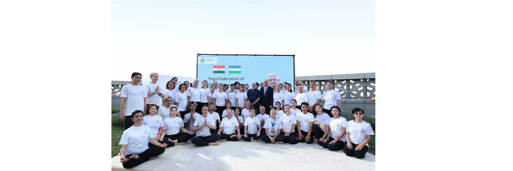 PM takes part in a yoga programme hosted by the Yoga Federation of Uzbekistan during his two-day state visit to the country at Hilton Hotel of Tashkent, in Uzbekistan.